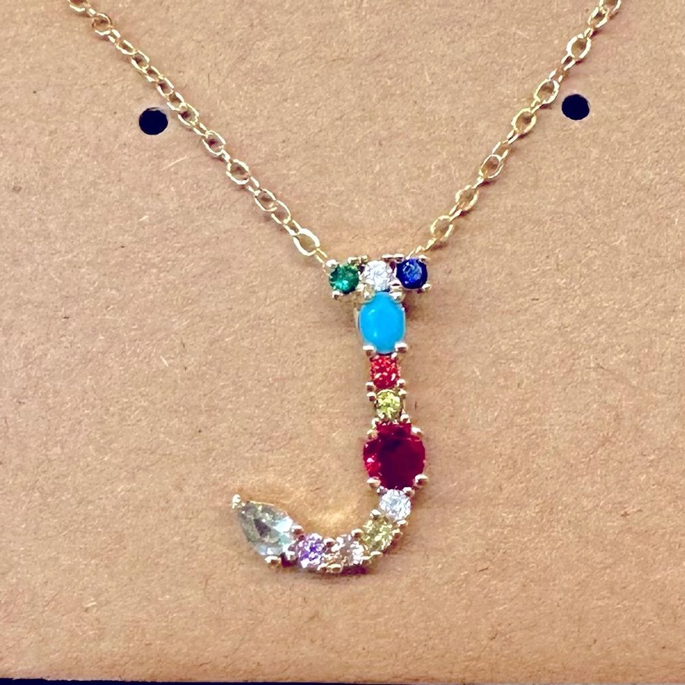 J initial Necklace with 20” gold chain